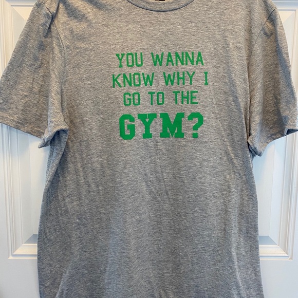 New Gray short sleeve t-shirt with gym humor - Picture 3 of 4